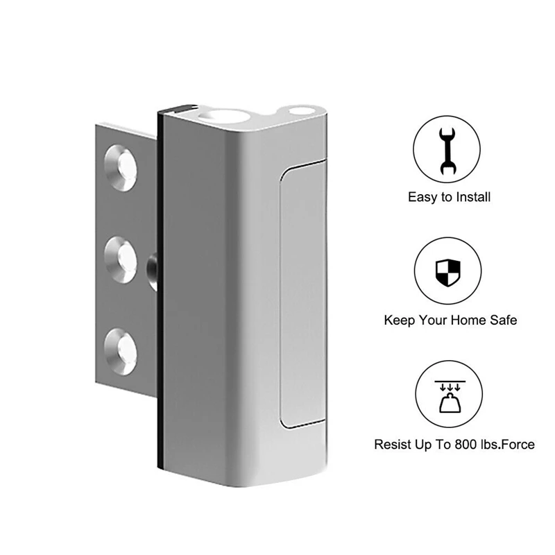 Hot XD-1Pcs Upgraded Security Defender Home Door Reinforcement Lock Withstand 800 Lbs- Silver