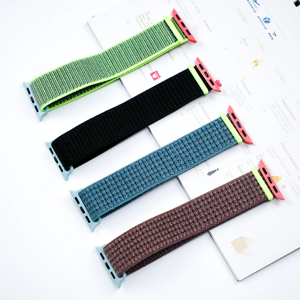 Nylon Strap For apple watch 5 4 band 44mm/40mm pulseira apple watch 42mm/38mm iwatch series 5/4/3/2 Colorful connector watchband