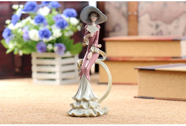 Description Picture 6 of itemEuropean Resin Victorian Girl Statues Accessories Home Livingroom Desktop Figurines Decoration Office Table Sculpture Adornments
