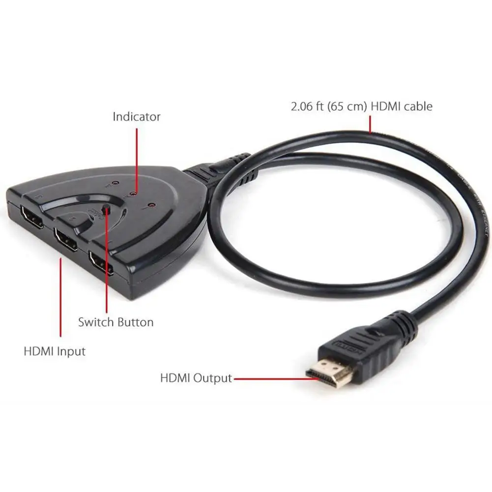 HobbyLane 3 порта к 1 HDMI автоматический переключатель сплиттер коммутатор кабель для HDTV DVD Черный