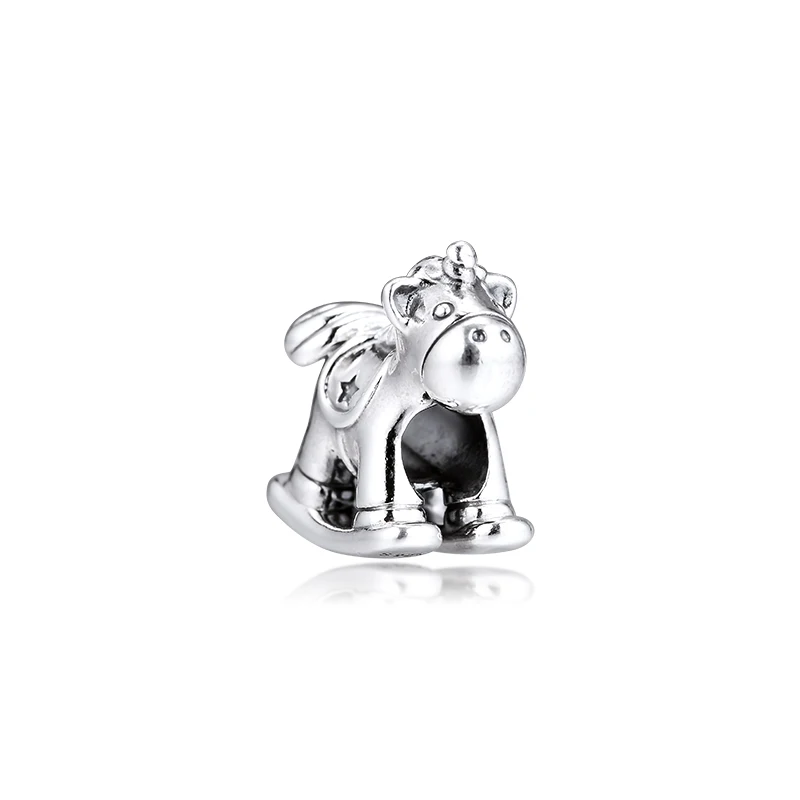 DIY подходит для браслетов Pandora талисманы Единорог качающиеся бусины в виде лошадей 925 пробы-серебро-ювелирные изделия