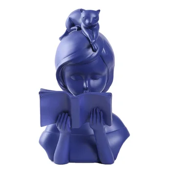 

Nordic Reading Girl Character Statue Resin Bust Sketch Ornament Home Decoration Accessories Character Sculpture Desktop Crafts