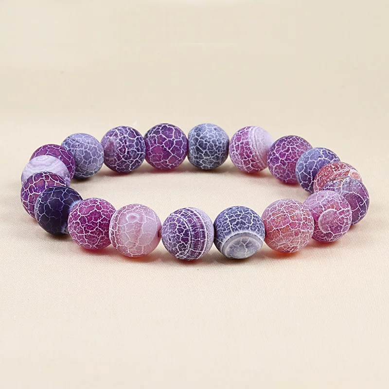 Charm Purple Agates Natural Weathered Stone Bead Strand Women Stretch Bracelet Reiki Yoga Jewelry Best Friend Gift Pulseras