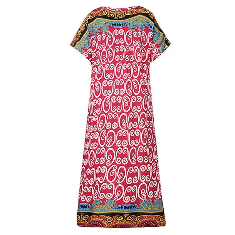 Летнее богемное платье ZANZEA для женщин, v-образный вырез, короткий рукав, пляжный сарафан с принтом, повседневные свободные вечерние платья-Кафтан Vestido Robe