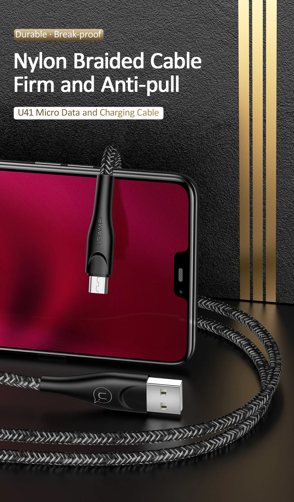 USAMS 3 м USB Micro кабель для samsung Xiaomi huawei кабель Microusb мобильный телефон зарядное устройство Быстрая зарядка дата usb кабель шнур провод