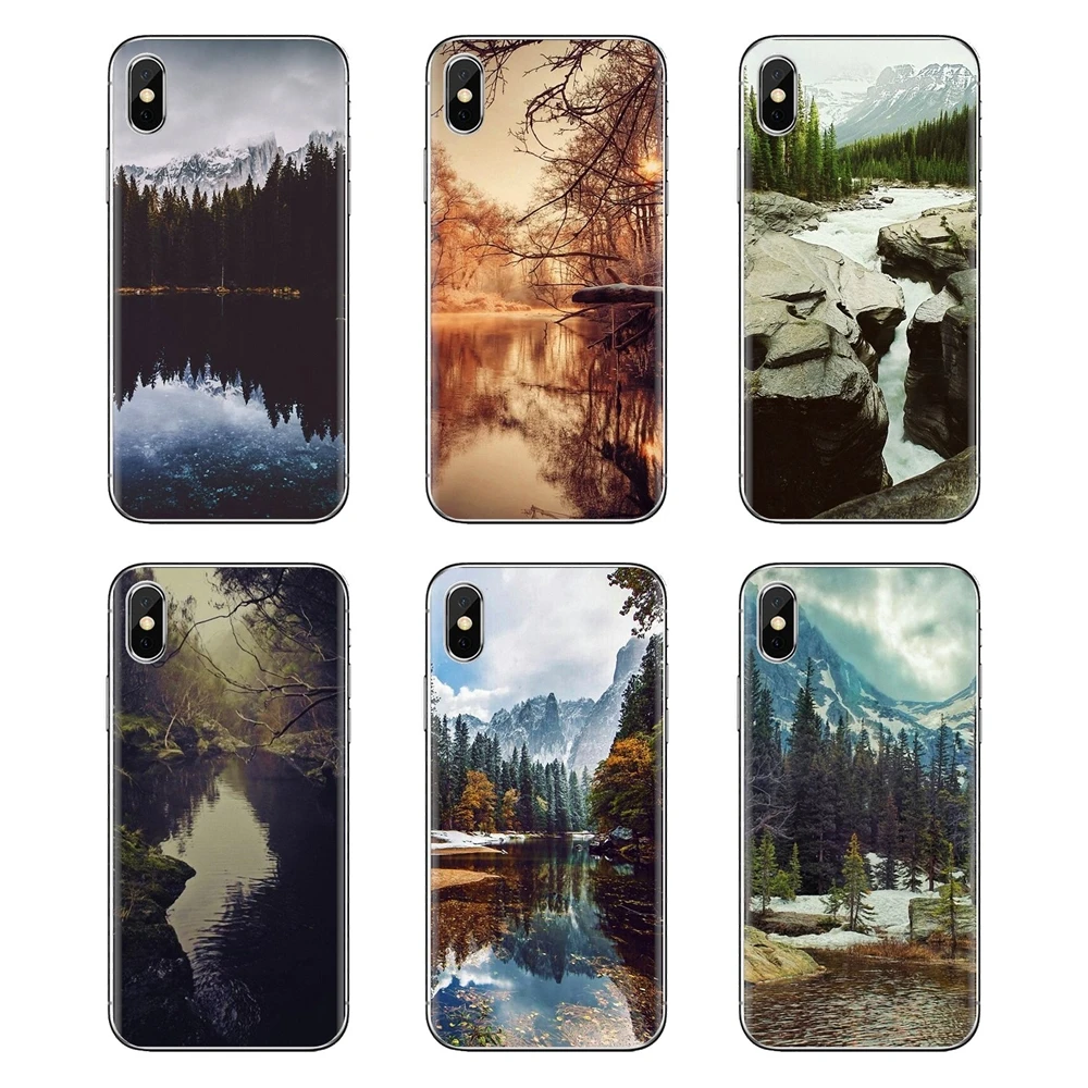 Корпус озеро лес природа пейзаж который для iPhone XS Max XR X 4 4s 5 5S 5C SE 6 6S 7 8 Plus samsung Galaxy J1