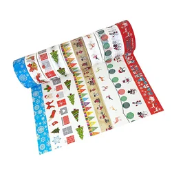 Ruban de masquage Washi à thème de noël, 10 rouleaux, bande décorative de dessin animé pour bricolage, Style aléatoire 