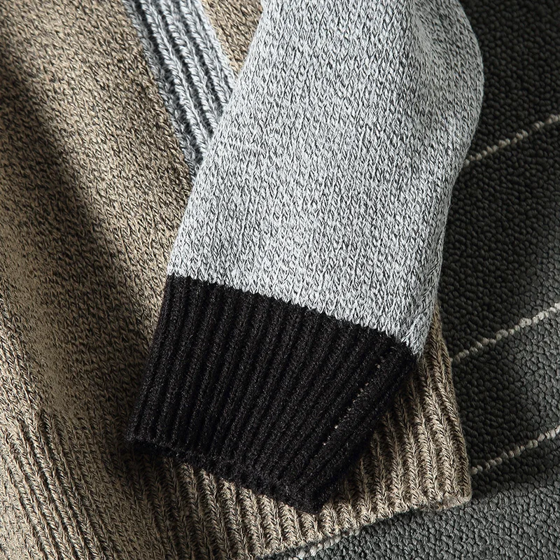 Winter Sweater Men's Warm Fashion Contrast Color Casual Knit Pullover Men Sweter Clothes Wild Loose Long-sleeved Sweaters M-5XL Winter Sweater Men's Warm Fashion Contrast Color Casual Knit Pullover Men Sweter Clothes Wild Loose Long-sleeved Sweaters M-5XL