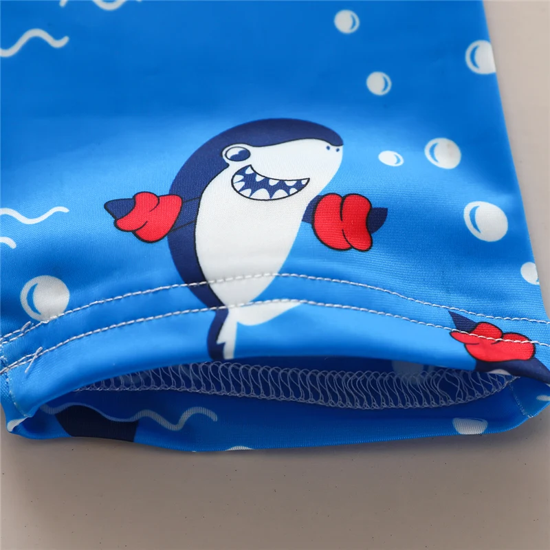 Kids Swimsuits 0-5 Years Baby Boy OnePiece Swimsuit Shark Pattern Short Sleeve Zipper Bathing Beachwear