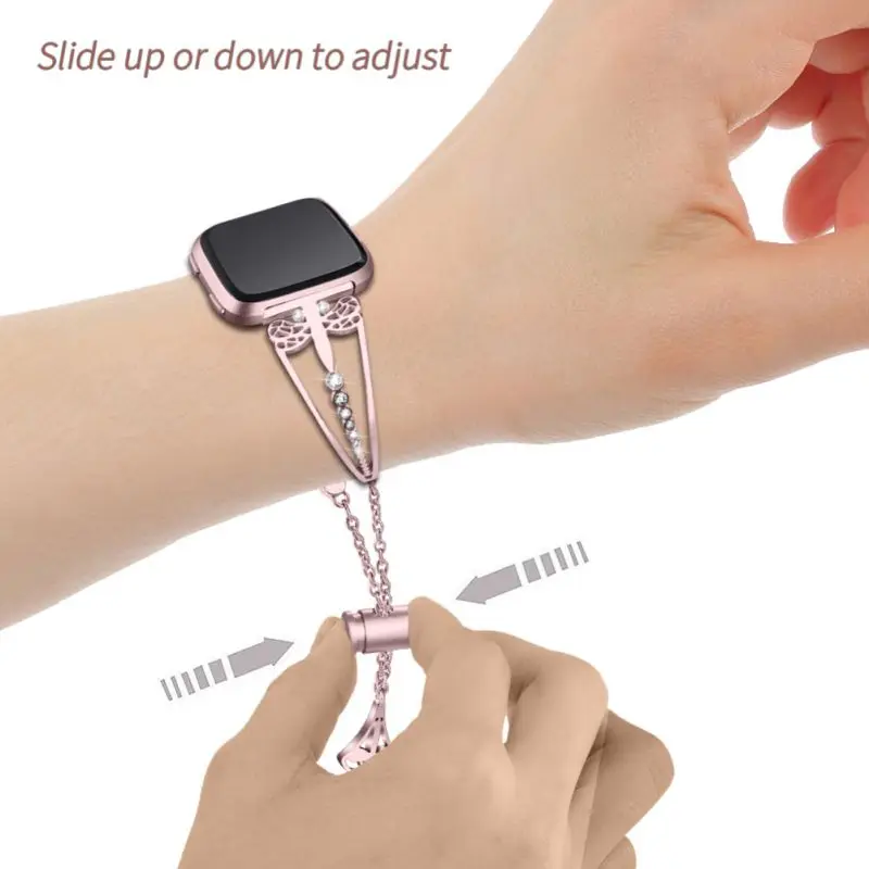 Ремешок с вырезами в форме стрекозы, со стразами, умные наручные часы, Сменные аксессуары для Fitbit Versa/Versa Lite