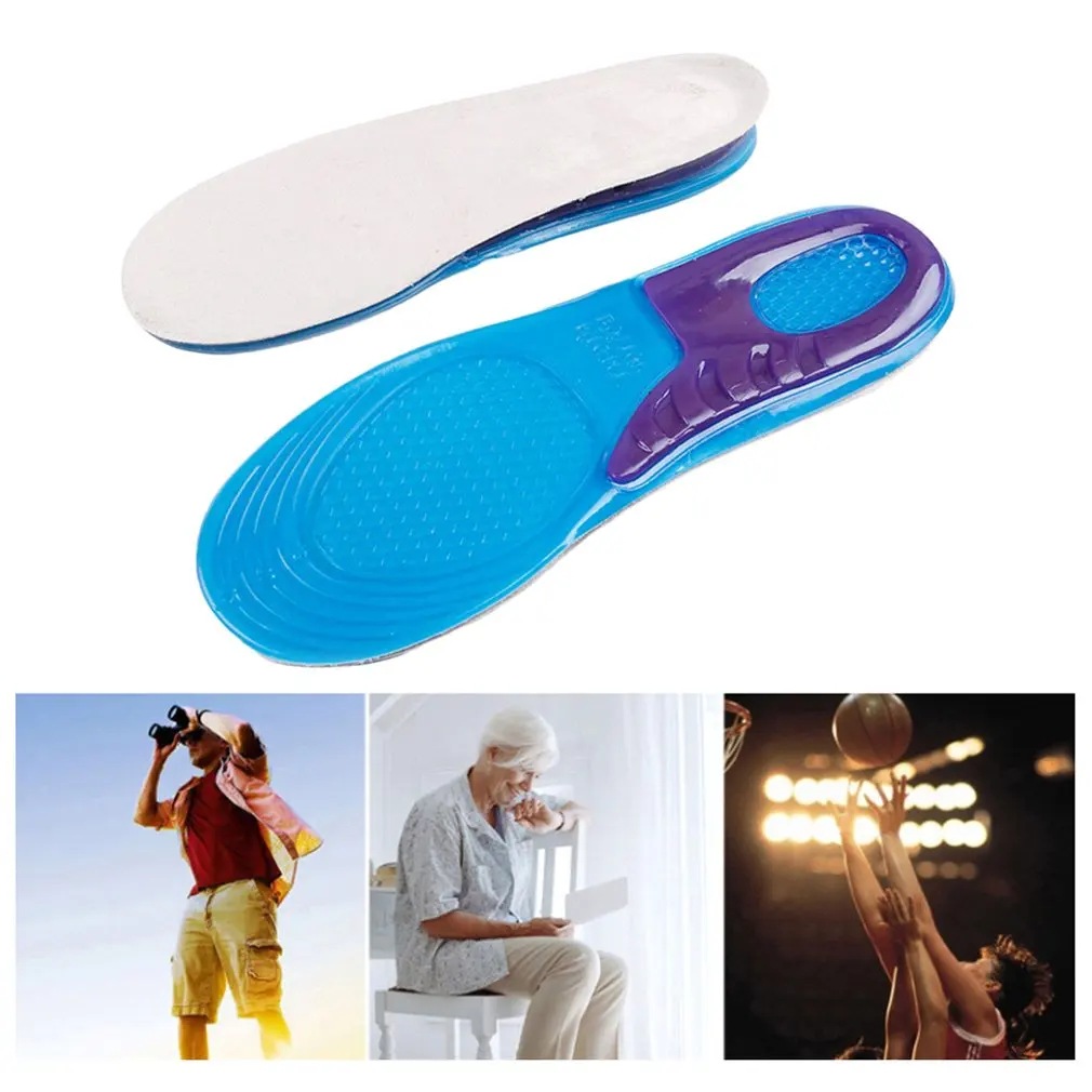 24-31cm All Size Elastic Silicon Gel Insoles Shock Absorption Comfortable Running Sport Insoles Cushioning Insole Foot Care Pads