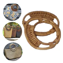 

Round Rattan Bag Handles Purse Handle Bag Handle DIY Bag Hanger Wooden Bamboo Strap Cane Straw Bag Handle Knitted Bag Part