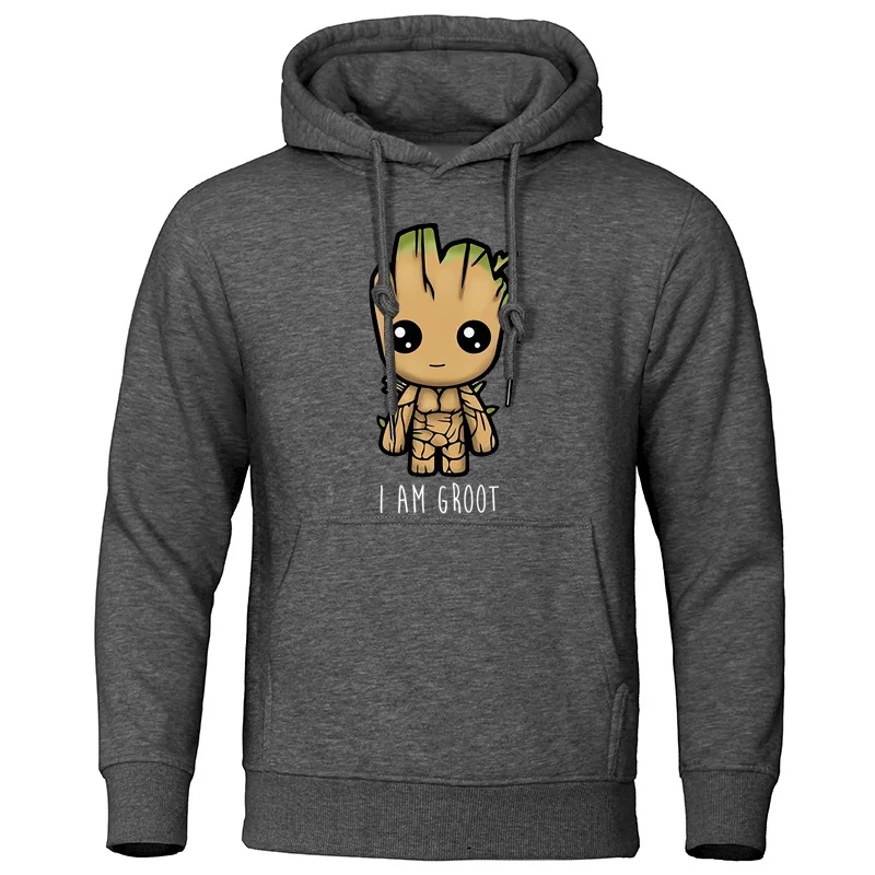 I Am groot, мужские толстовки, Осенние Теплые свитшоты, Повседневная Уличная одежда, пуловер harajuku, качественные топы, милый Принт, мужской спортивный костюм Groot