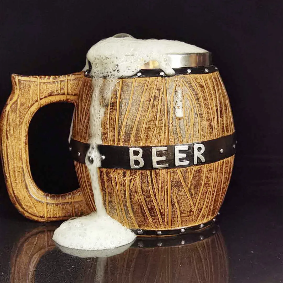 2021Thenewstainlesssteelwoodenbarrelbeermugcreativelarge