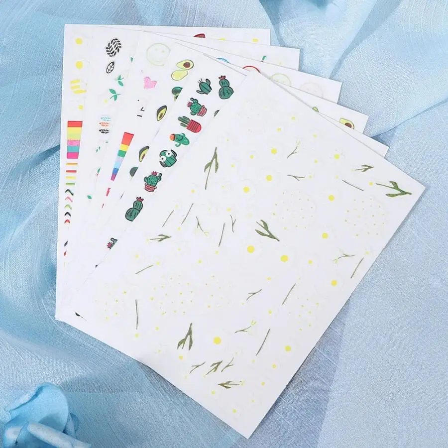 Nails Accessoires 6pcs Exquisite Nail Art Sticker Avocado Pattern Self-Adhesive Sticker Manicure Tool Nail Sticker