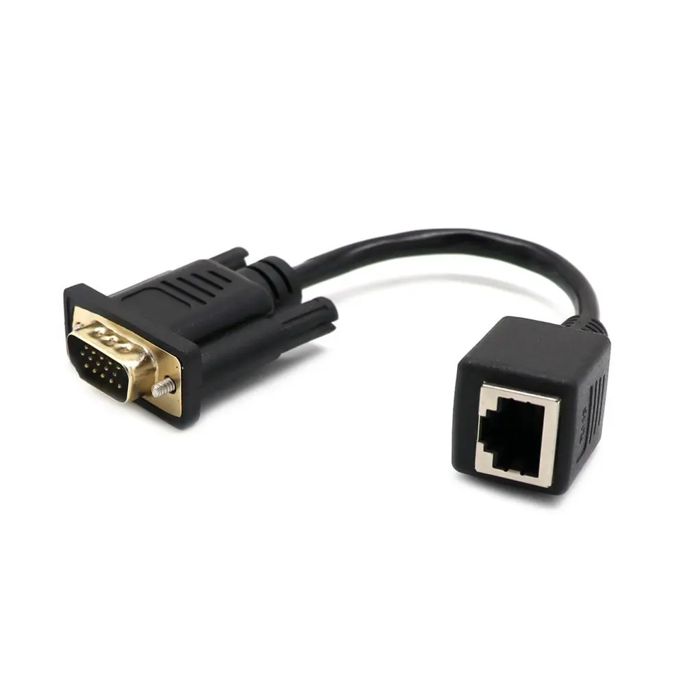 0,15 метров VGA удлинитель для Lan Cat5 Cat5e RJ45 конвертер Ethernet адаптер кабель черный мужской женский удлинитель адаптер