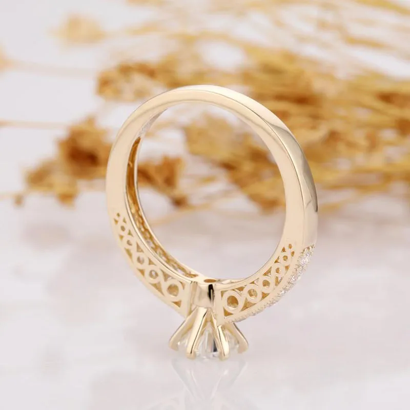 Veryins винтажное резное кольцо 14K 585 желтого золота 1ct DEF цвета обручальное кольцо для женщин подарок на помолвку или на свадьбу