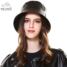 WELROG Женские однотонные черные шляпы из искусственной кожи для женщин Harajuku Кепка с покрывалом осень зима женские из искусственной кожи для мотоцикла кепки s