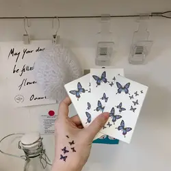 Body Art Men Women Pattern Temporary Tattoos Clavicle Party Decals Blue Butterfly Tattoo Stickers