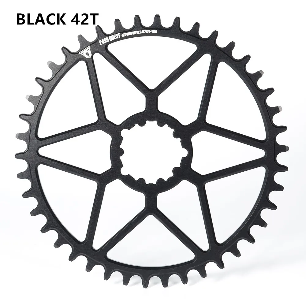 BLACK 42T Pass Quest SRAM GX xx1 eagle GX P Круглый горный велосипед узкая Звездочка 30-44T велосипедная Звездочка 0 мм смещенная рукоятка 7075 алюм - Цвет: BLACK 42T