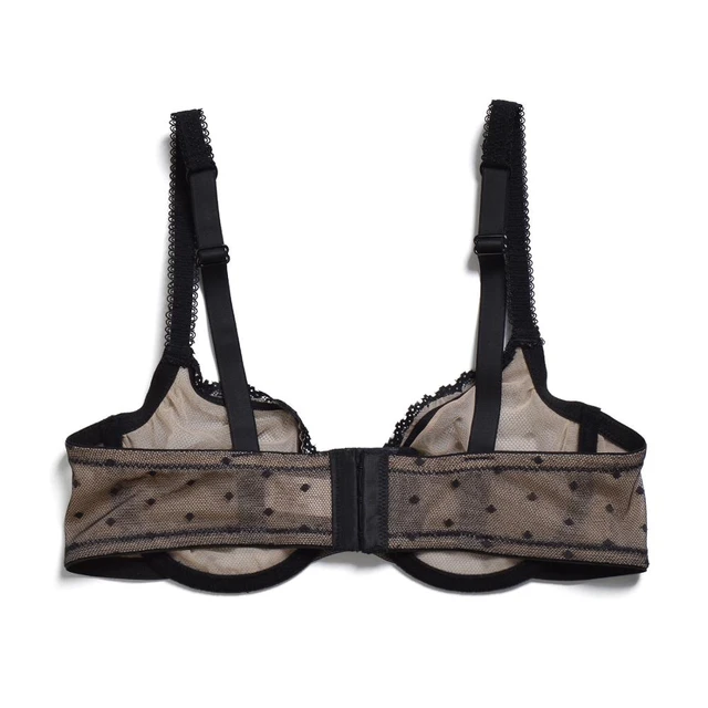 YANDW See Through Unlined Bra Sheer Lace Mesh Demi Unpadded