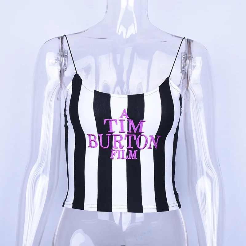 ArtSu топ в полоску с вышивкой, белый и черный цвета, сексуальный женский топ с открытыми плечами на бретельках, Повседневная Уличная одежда ASVE20923