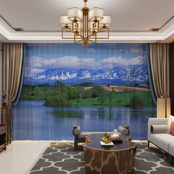 

Landscape Scenery 3D Photo Curtains Natural Deer Drape Panel Sheer Tulle Curtains for Living Room Door Kitchen Bedroom