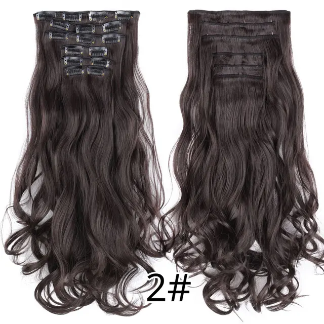 Synthetic 6H/613# Clip In On Hair Extensions 6Pcs/Set 16 Clips Hair Extension Full Head 55Cm Straight Synthetic Fiber Hairpieces #31