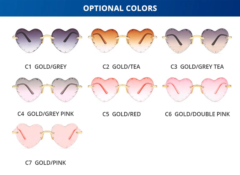 big sunglasses for women HOOBAN 2020 Fashion Heart Shape Women Sunglasses Brand Designer Lovely Rimless Sun Glasses For Female Vintage Pink Ladies Shades round sunglasses