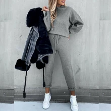 

2021 NEW Autumn Winter Pullover Hoodie + Long Pants Sports Suit Female Sweatshirt Sportswear Suit Woman Tracksuit 2 Piece Set