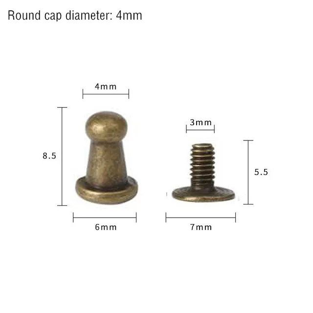 Bronze Monk Head 4mm 20-50 комплектов ручка из металлического сплава винтовые заклепки-шпильки поделки своими руками кожаный ремень ремешок для часов круглая голова монаха заклепки Шипы Декор пряжки для ногтей - Цвет: Bronze Monk Head 4mm