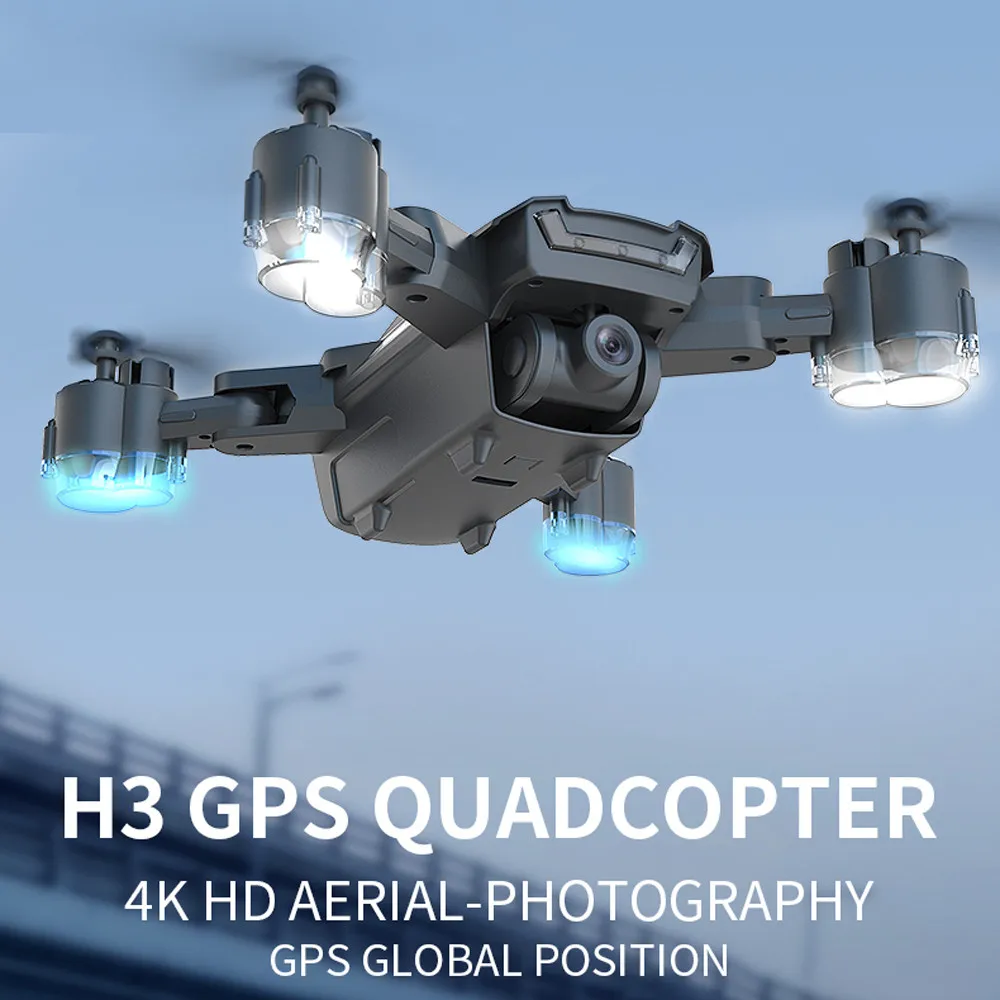 

New H3 Drone GPS 4K HD Dual Camera 6 Million Pixels RC Quadcopter 120 Degrees Wide Angle 5G Wifi FPV Drone GPS Follow Me