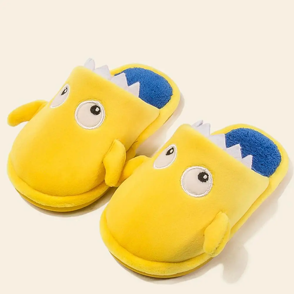 Children Kids Baby Girls Boys Cute Indoor Winter Slippers Newborn Cartoon Flock Winter Warm Casual Solid Colorful Shoes - Цвет: Цвет: желтый