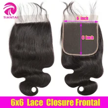 6x6 кружевное закрытие волнистые человеческие волосы 6*6 закрытие Frotal свободный Средний три части Детские Волосы Бразильские Remy натуральные волосы
