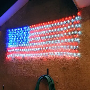 

LED Flag Net Lights of The United States Waterproof American Flag String Light 6.56X63.28ft JS22