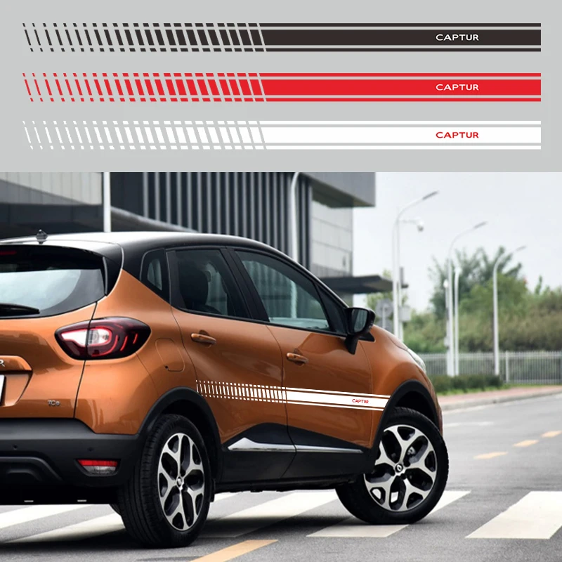 Автомобильная наклейка гоночная полоса тела Боковая юбка для Renault CAPTUR Авто Наклейки Графика украшение