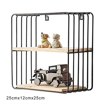 

Wall Hanging Shelf Rack Convenient Iron Geometric Storage Holder for Living Room DTT88