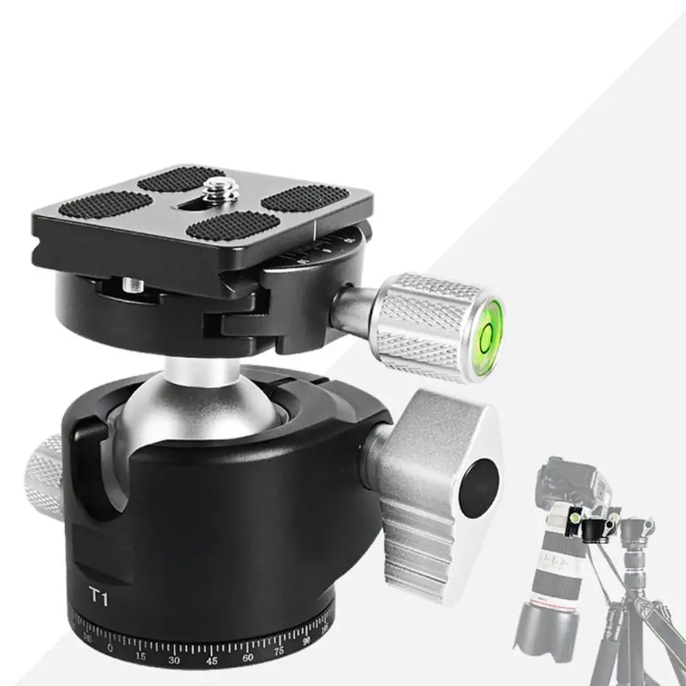 

T1 Tripod head panoramic photo ballhead low profile compact ball head CNC machining built ball mount for camera