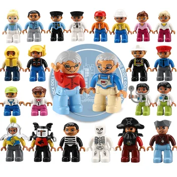

Single Duplo Figures Firemen Baby Robber Policeman Mom Big Size Building Blocks Toys for Children Compatible Duplo Figure Block