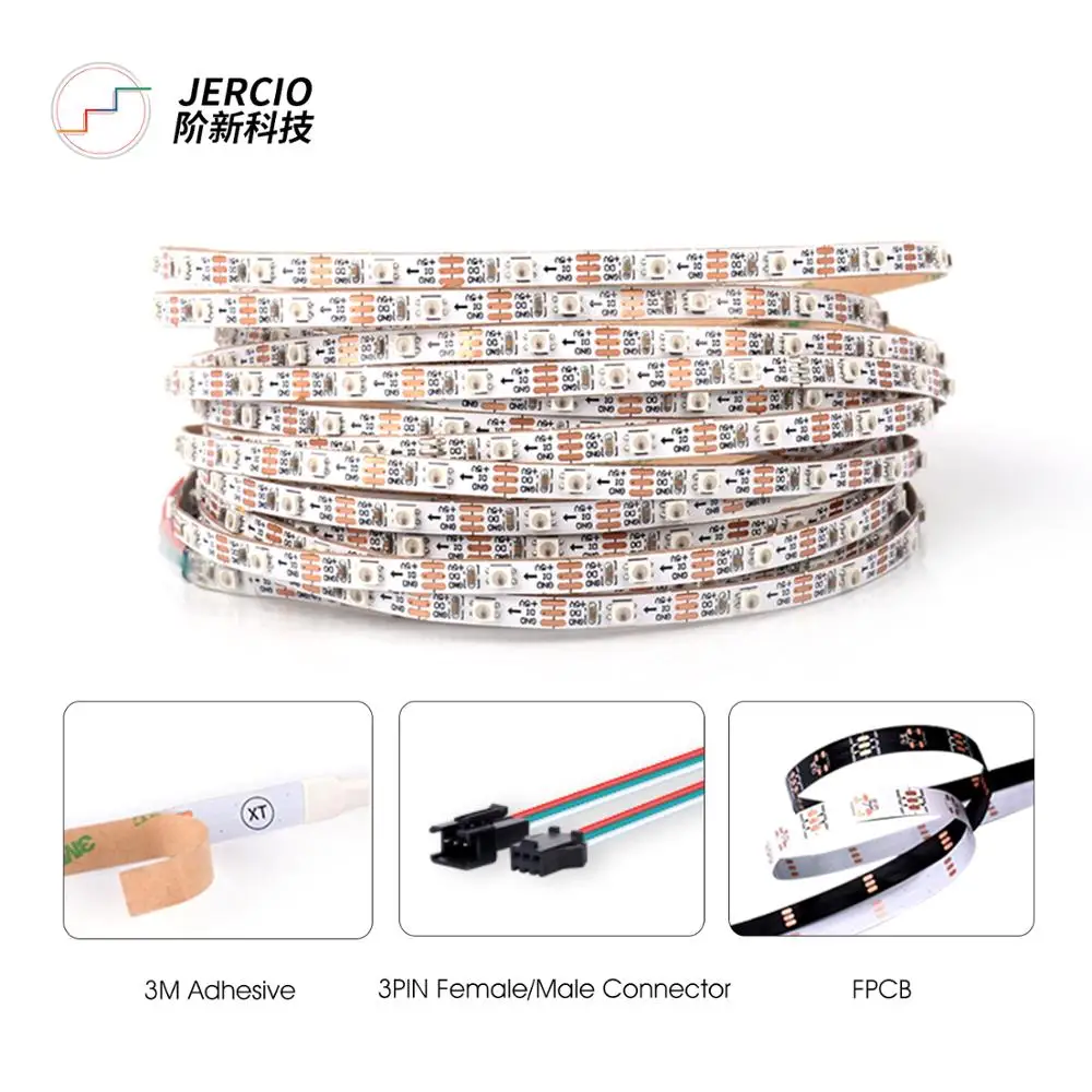 Jercio XT1511 2427 как WS2812b синхро адаптер длиной 1 м/2 м/5 м 60/100/144 светодиодов/m 256 серый