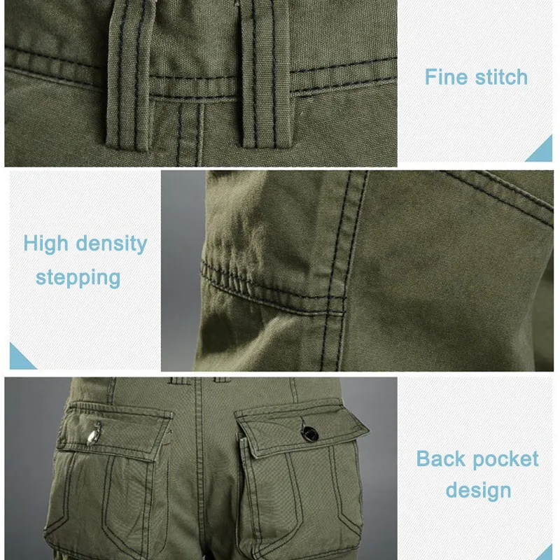 Men Summer Cotton Wear Resistant Cargo Work Pants with Multi Pouches G66