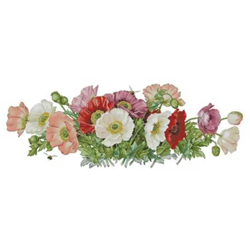 

Horizontal poppy patterns counted 11CT 14CT 18CT DIY Cross Stitch Sets wholesale Cross-stitch Kit Embroidery Needlework
