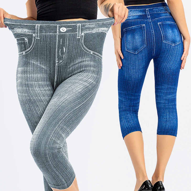 3/4 Leggings Women High Waist Elastic Slim Jeans Leggings Capri Pants Jeggings Female Short Leggings 2020 3/4 Leggings Women High Waist Elastic Slim Jeans Leggings Capri Pants Jeggings Female Short Leggings 2020