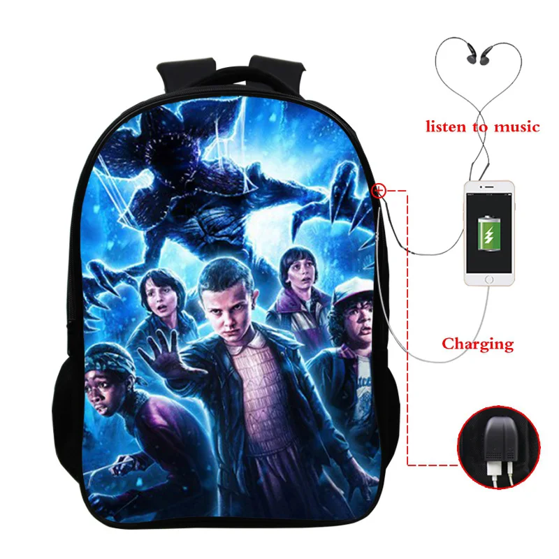 Newst Usb Mochila странные вещи рюкзак и сумка Dos школьные сумки для девочек-подростков Bookbag Cartera Mujer Hombre рюкзак - Цвет: 9