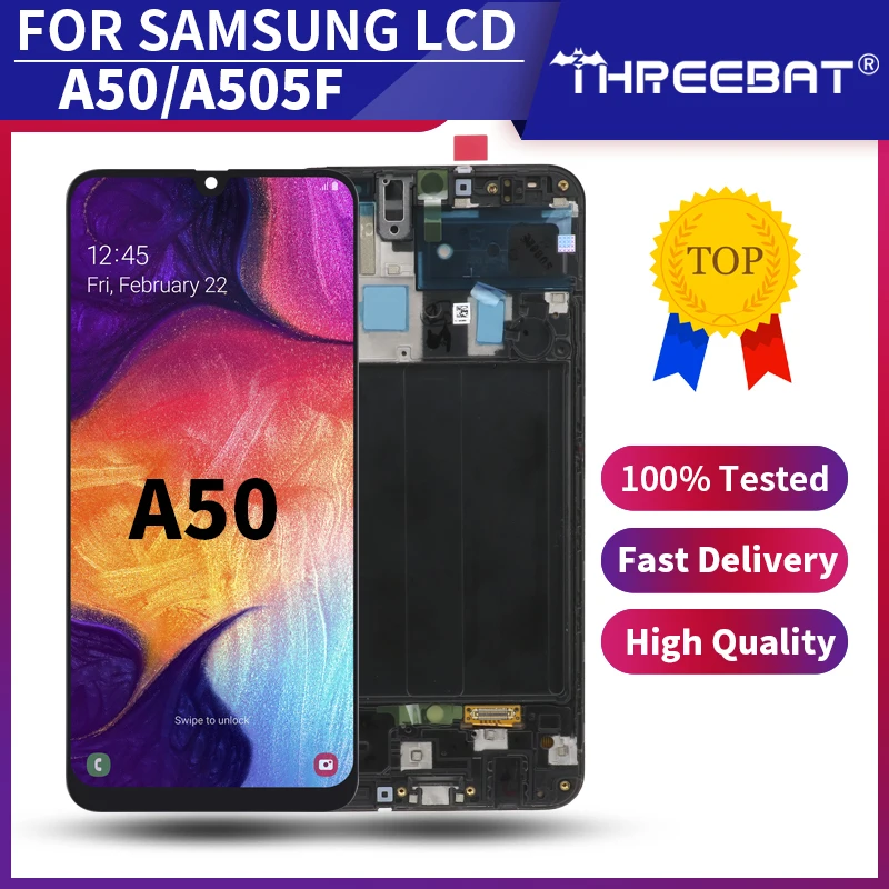 Супер AMOLED для Samsung Galaxy A50 A505 ЖК дисплей сенсорный экран дигитайзер сборка SM A505FN/DS
