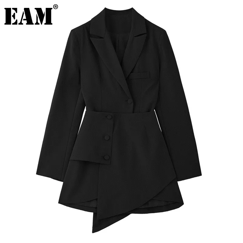 For Sale Split-Joint Button-Dress Irregular Fit-Fashion Long-Sleeve Black Women EAM Autumn Loose 1005001272945389