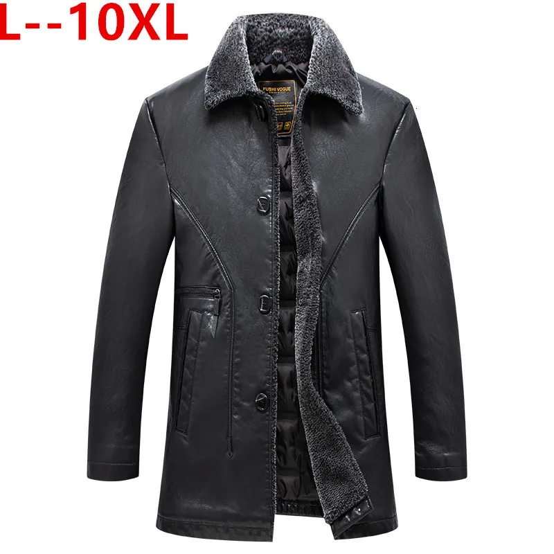 1 Плюс 10XL 8XL 6XL горячая Распродажа брендовая Зимняя Толстая кожаная мужская повседневная Флокированная кожаная куртка мужская одежда кожаная куртка мужская - Цвет: 1