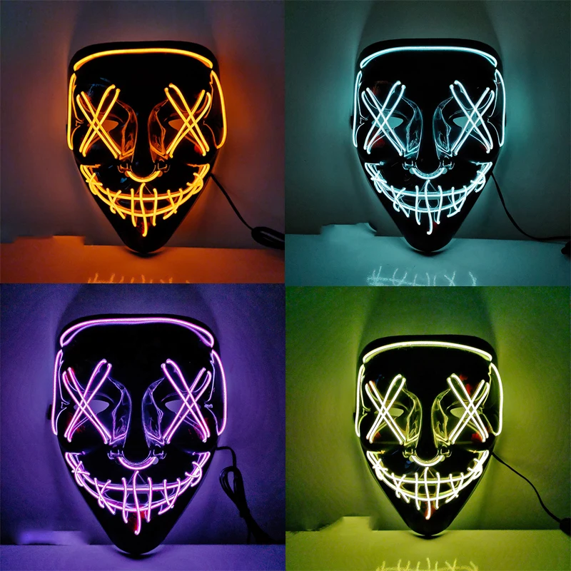Halloween Glow Light Up Funny Mask LED Purge Masks Election Mascara