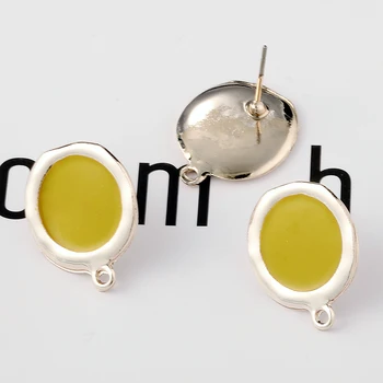 

4pcs/lot 21*17mm Retro Zinc Alloy Yellow Ellipse Stud Earrings Base Connector Linker For DIY Earrings Jewelry Making Accessories