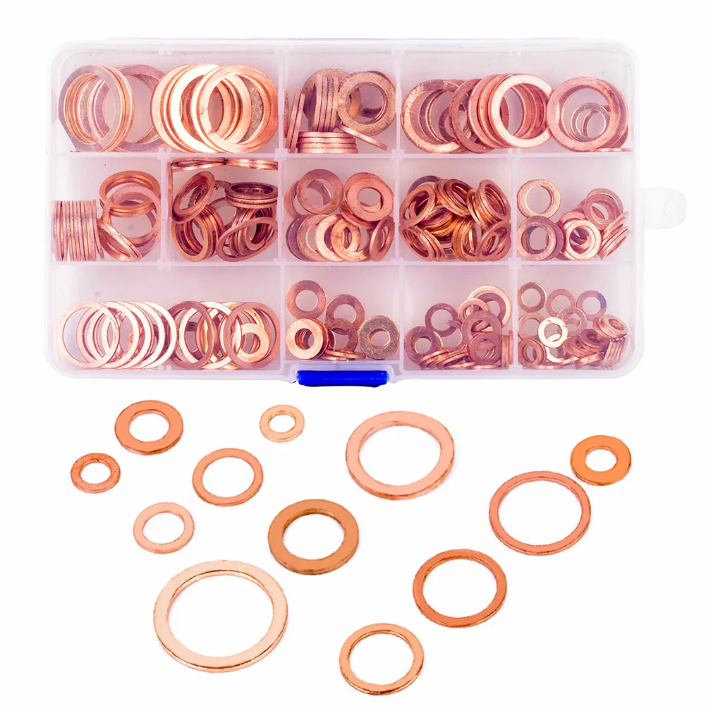

280Pcs/Set Copper Sealing Washer Solid Gaskets Flat Seal Ring Kit for Boat JA55